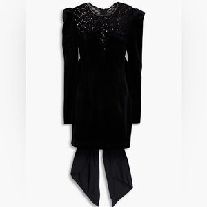 REBECCA VALLANCE Onyx embellished tulle and velvet mini dress